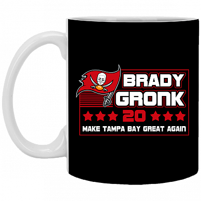 Brady Gronk 20 Make Tampa Bay Great Again Ceramic Coffee Mug - Beer Stein - Water Bottle, Black, 11 oz. White Mug