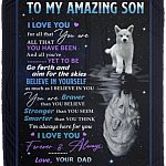 Dad To Son I Love You For All That You Are All That You Have Been Fleece Blanket - Premium Sherpa Blanket, White, Cozy Plush Fleece Blanket - 50x60