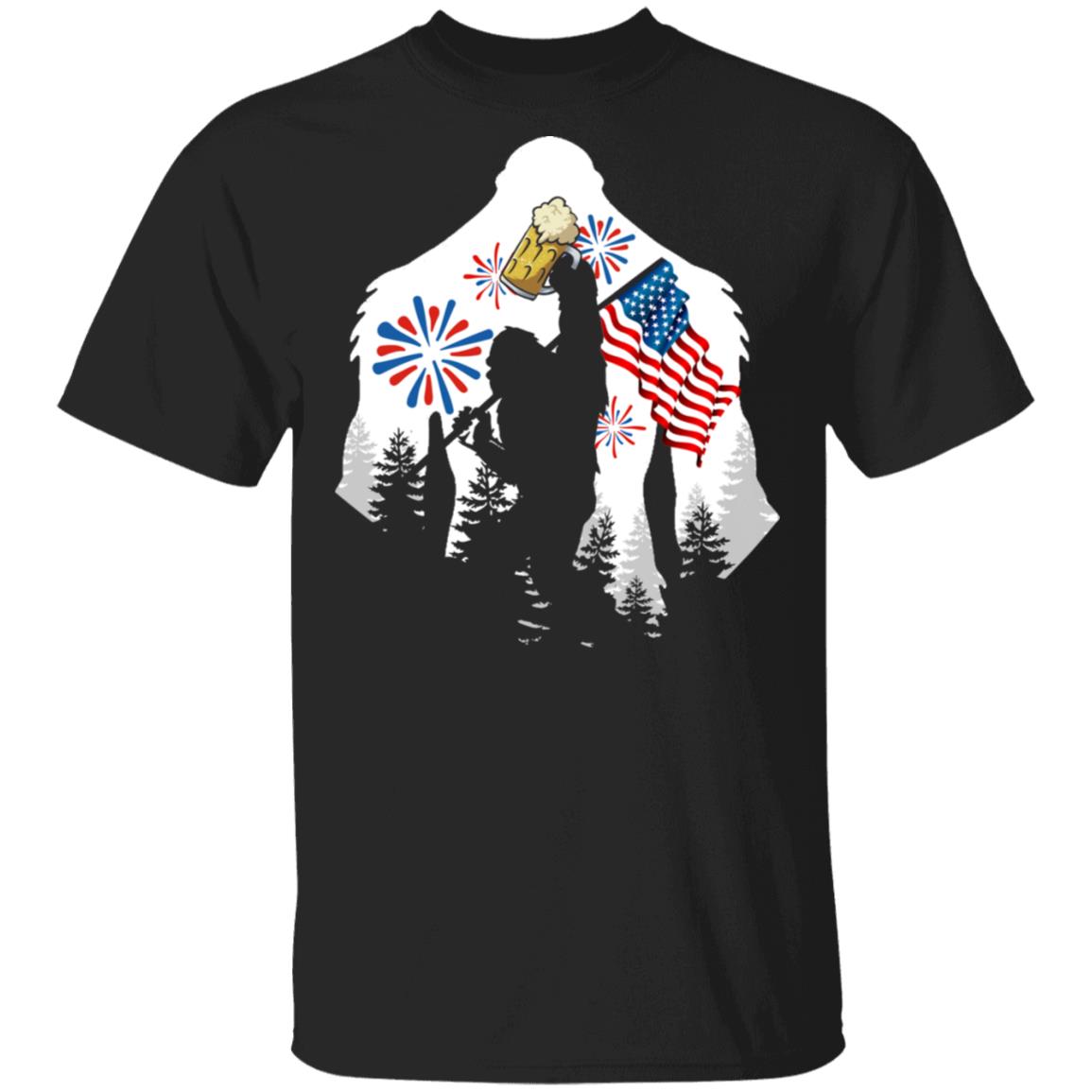 Bigfoot Drink Beer America Flag T-Shirt - Funny Bigfoot Shirt, Black, Unisex T-Shirt Bigfoot Drink Beer America Flag T-Shirt - Funny Bigfoot Shirt, Black, Unisex T-Shirt