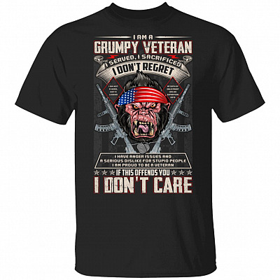 I Am A Grumpy Veteran T-Shirt - Grumpy Old Man Shirt, Black, Unisex T-Shirt