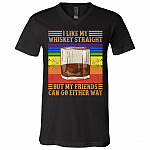 I Like My Whiskey Straight But My Friends Can Go Either Way Vintage T-Shirt - V-Neck - LGBT Pride Shirt, Black, V-Neck T-Shirt
