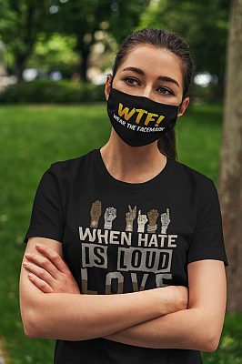 Alternative view of WTF Wear The Face Mask Funny Washable Reusable Custom - Printed Cloth Face Mask Cover