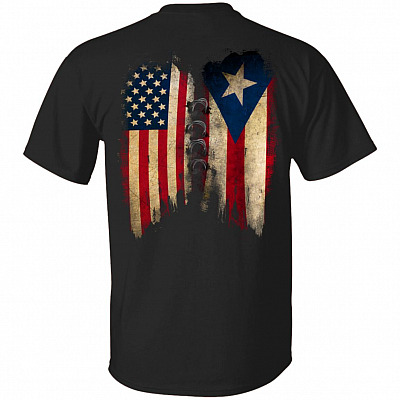 Puerto Rican Roots American Grown Plain Front - Print on Back T-Shirt - Puerto Rico Dad Gift T-Shirt, Black, Unisex T-Shirt