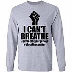 I Can't Breathe Justice for George Floyd Black Lives Matter Hoodie - Sweatshirt - Long Sleeve, Sport Grey, Long Sleeve