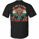 No One Is Illegal on Stolen Land Plain Front - Print On Back T-Shirt, Black, Unisex T-Shirt