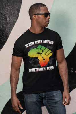 All Black Lives Matter Juneteeth 1865 I Can't Breathe Justice Shirt mockup-of-a-man-with-sunglasses-wearing-a-customizable-t-shirt-against-a-painted-wall