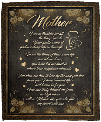 Mother's Day Blanket - Inspirational Mother Poem Fleece Blanket - Family Sherpa Blanket - Woven Blanket, White, Cozy Plush Fleece Blanket - 50x60