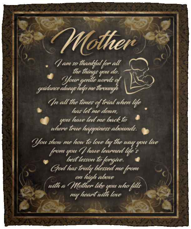 Mother's Day Blanket - Inspirational Mother Poem Fleece Blanket - Family Sherpa Blanket - Woven Blanket, White, Cozy Plush Fleece Blanket - 50x60
