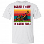 I Came I Mow I Kicked Grass Vintage Retro T-Shirt - Funny Lawn Mower Shirt, White, Unisex T-Shirt