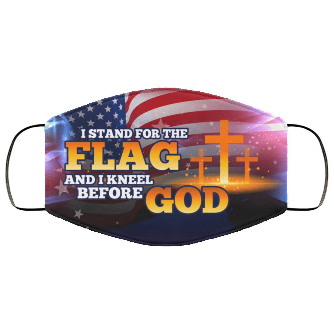 I Stand For The Flag and I Kneel Before God Washable Reusable Custom – Printed Cloth Face Mask Cover, White, Cloth Face Mask