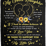Mom to Daughter Sometimes It's Hard To Find Words To Tell You How Much You Mean To Me Fleece - Sherpa Blanket, White, Cozy Plush Fleece Blanket - 50x60