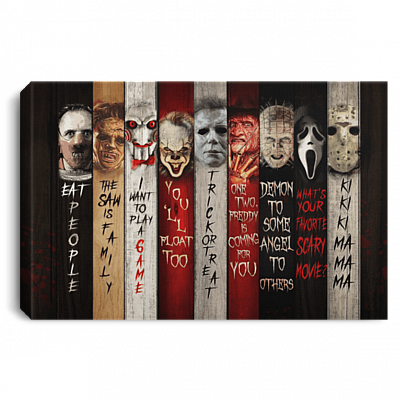 Character Halloween Hannibal Jigsaw Penny Freddy JasonFramed Canvas - Unframed Poster, White, 0.75'' Framed Canvas
