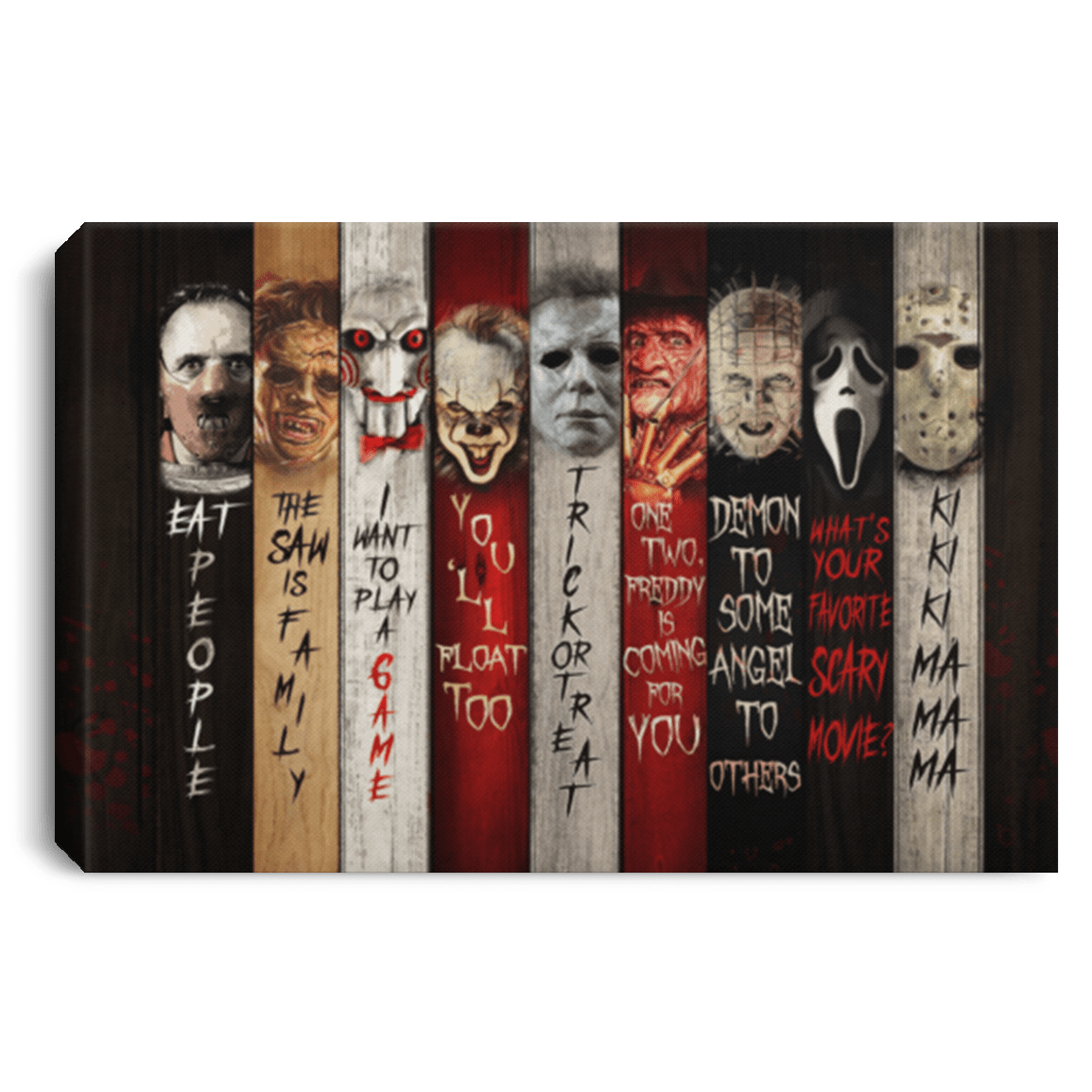 Character Halloween Hannibal Jigsaw Penny Freddy JasonFramed Canvas - Unframed Poster, White, 0.75'' Framed Canvas