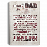 To My Dad I Will Always Be Your Little Girl Gift From Daughter Framed Canvas Prints - Unframed Poster, White, 0.75'' Framed Canvas