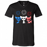 Happy Patriotic 4th July Chihuahua T-Shirt - Proud Independence America USA Flag Patriot Chihuahua Gift Shirt, Black, V-Neck T-Shirt