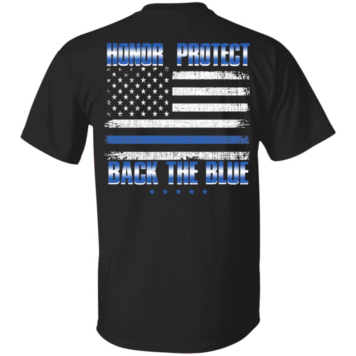 American Flag Honor Protect Back the Blue Print on Back T-Shirt - Blue Lives Matter Back Shirt, Black, Unisex T-Shirt American Flag Honor Protect Back the Blue Print on Back T-Shirt - Blue Lives Matter Back Shirt, Black, Unisex T-Shirt