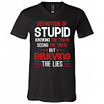 Definition Of Stupid Knowing The Truth Seeing The Truth But Still Believing The Lies T-Shirt - V-Neck Tee, Black, V-Neck T-Shirt
