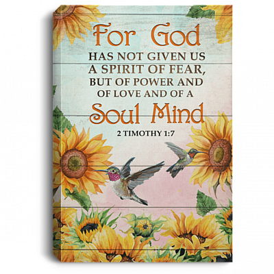 For God Has Not Given Us a Spirit of Fear 2 Timothy 1 7 Framed Canvas - Unframed Poster - Home Decor Wall Art, White, 0.75'' Framed Canvas