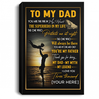 Personalized Dad Thank You For Being My Dad My Myth My Legend Gallary Wrapped Framed Canvas Prints, White, 0.75'' Framed Canvas