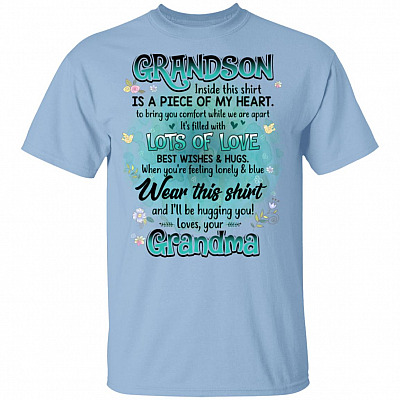 Grandson Inside This Shirt Is A Piece Of My Heart To Bring You Comfort Youth Tee - Gift From Grandparents, Light Blue, Youth T-Shirt