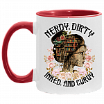 Nerdy Dirty Inked and Curvy Accent Mug, White/Red, 11 oz. Accent Mug