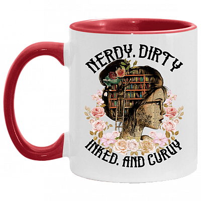 Nerdy Dirty Inked and Curvy Accent Mug, White/Red, 11 oz. Accent Mug
