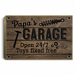 Papa's Garage Open 24 7 Toys Fixed Free - Funny Papa Gift Framed Canvas - Unframed Poster - Home Decor Wall Art, White, 0.75'' Framed Canvas