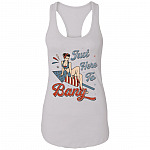 Just Here To Bang Funny Firework American Independence Day 4th-of-July Unisex Tank Top Tee - Ladies Racerback Tank, White, Ladies Racerback Tank