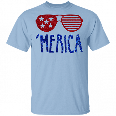 4th of July Gifts Murica Merica T-shirt - Patriotic T-shirt - American Party T-shirt, Light Blue, Unisex T-Shirt