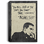 You Miss 100% of the Shots You Dont Take Motivational Quote Gift Gallery Wrapped Framed Canvas Prints - Unframed Poster, White, 0.75'' Framed Canvas