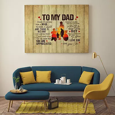 To My Dad It's Not Easy To Raise A Child From Son Dirt Bike Canvas Poster - Father's Day Dirt Bike Wall Art Mockup