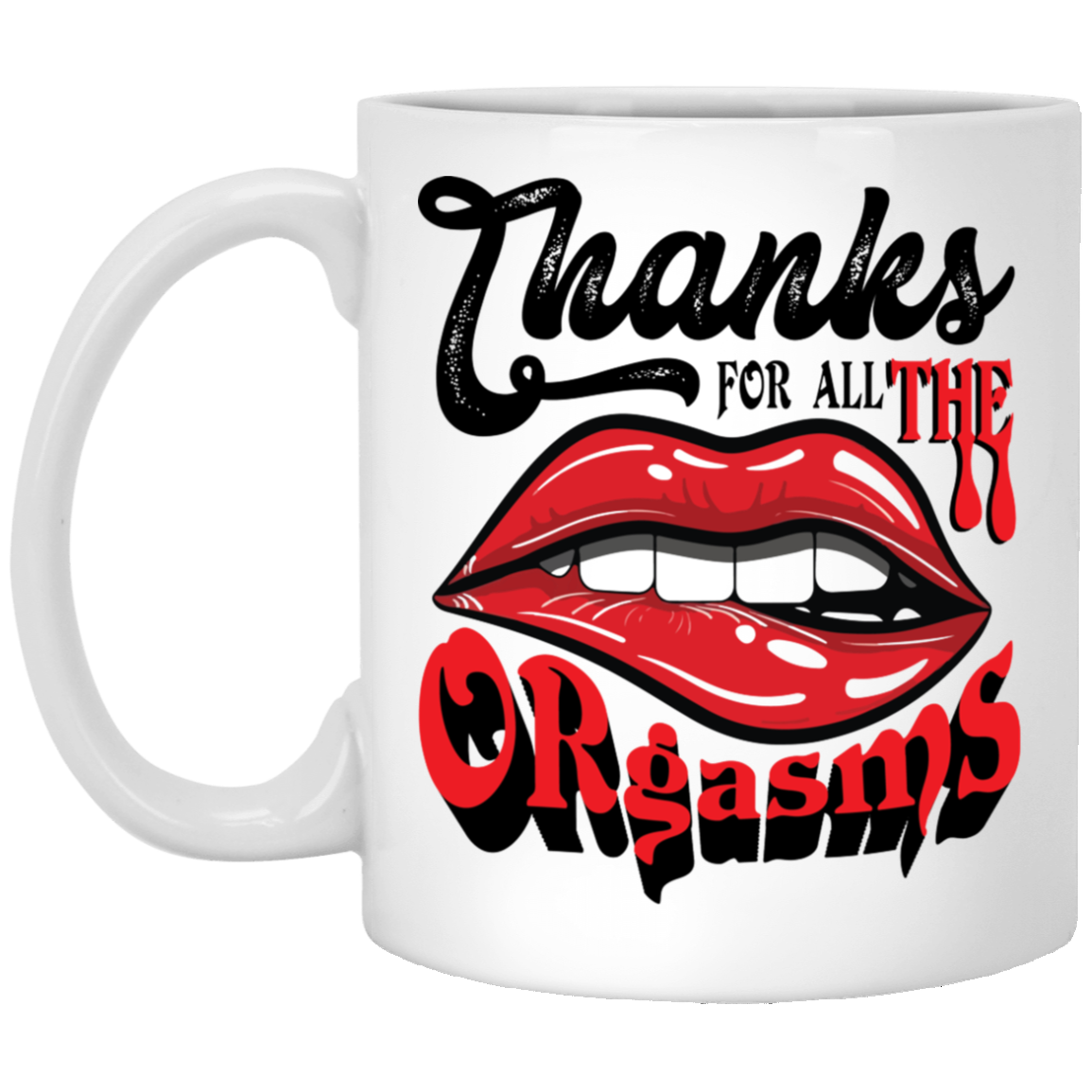 Thanks for All the Orgasms Ceramic Coffee Mug - Beer Stein - Water Bottle - Color Changing Mug, White, 11 oz. White Mug