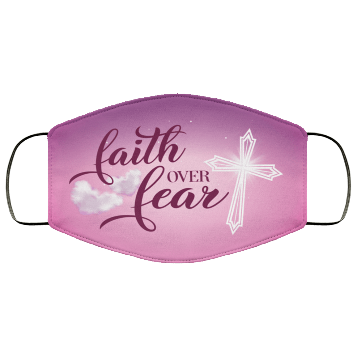 Faith Over Fear Washable Reusable Custom – Printed Cloth Face Mask Cover, White, Cloth Face Mask