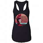 Sassy Since Birth Salty By Choice Ocean Skull Vintage Ladies Racerback Tank - Funny Summer Beach Girl Tank Top, Black, Ladies Racerback Tank