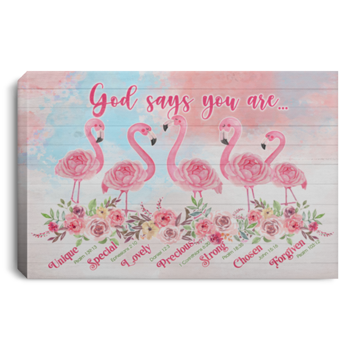 God Says You Are Unique Special Flamingo Framed Canvas Print - Unframed Poster, White, 0.75'' Framed Canvas