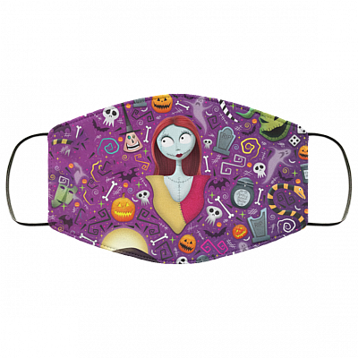Sally Skellington Face Mask - Nightmare Before Christmas Washable Reusable Custom – Printed Cloth Face Mask Cover, White, Cloth Face Cover