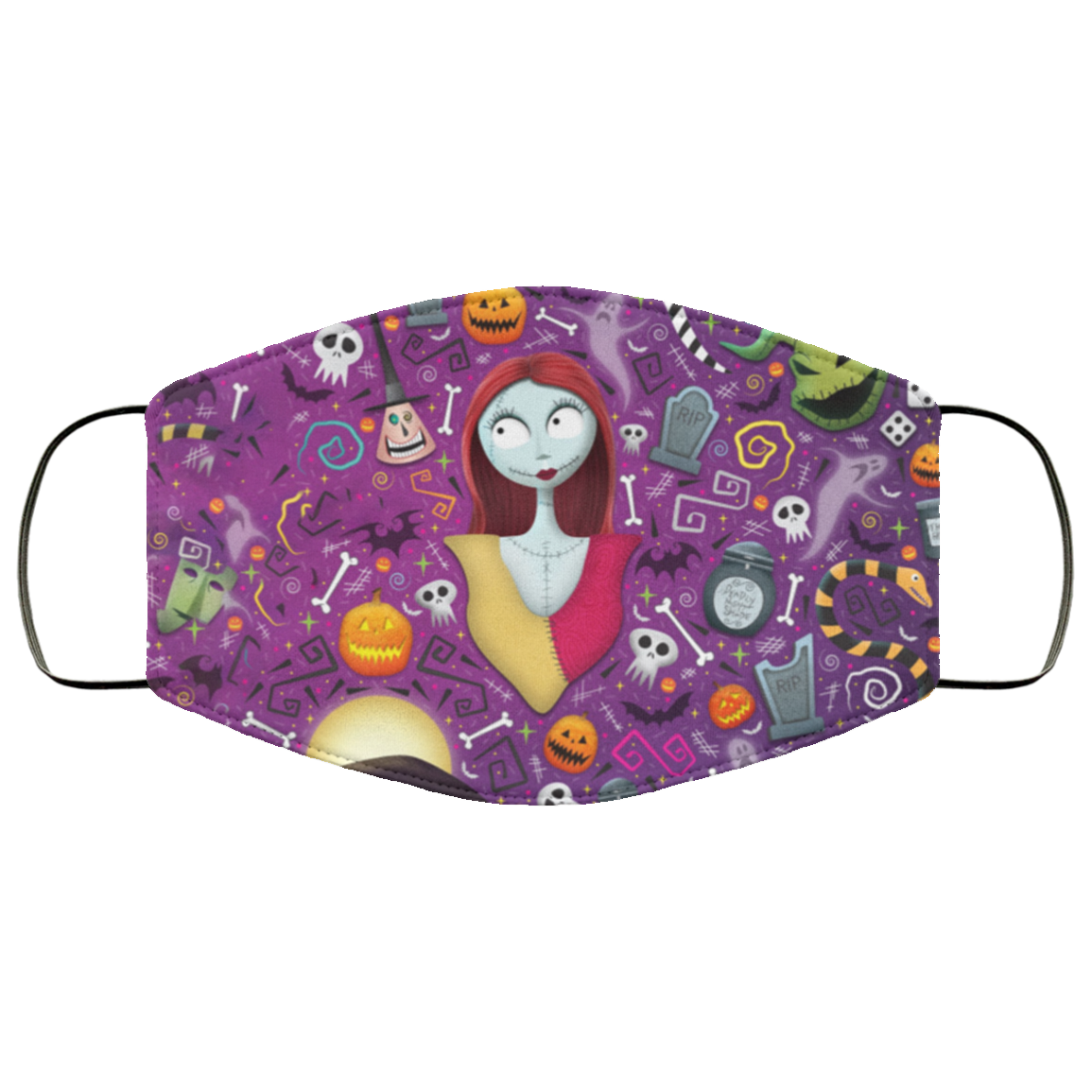 Sally Skellington Face Mask - Nightmare Before Christmas Washable Reusable Custom – Printed Cloth Face Mask Cover, White, Cloth Face Cover