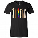 Be Kind Sign Language Social Justice Gift T Shirt V-Neck Tee, Black, V-Neck T-Shirt