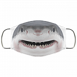 Smiling Shark Washable Reusable Custom – Printed Cloth Face Mask Cover, White, Cloth Face Cover
