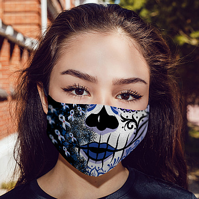 Alternative view of Diabetic Awareness Face Mask - Sugar Skull Diabetes Awareness Washable Reusable Custom Printed Cloth Face Mask Cover