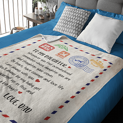 Alternative view of To My Daughter Blanket From Dad - Daughter Mail Fleece Blanket - Premium Sherpa Blanket Woven Blanket