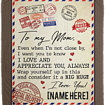 Personalized To My Mom Even When I'm Not Close by - Letter Fleece Blanket - Premium Sherpa Blanket - Woven Blanket, White, Cozy Plush Fleece Blanket - 50x60