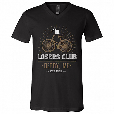 The Loser Club Derry Maine Est 1958 T-Shirt - V Neck, Black, V-Neck T-Shirt