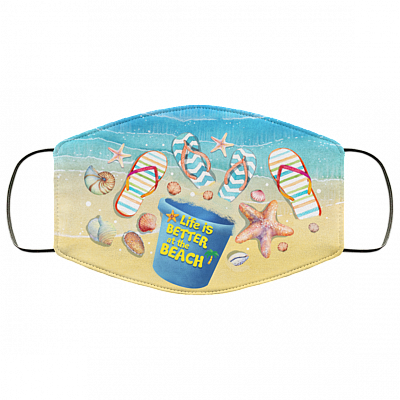 Life Is Better At The Beach Washable Reusable Custom - Beach Lover Printed Cloth Face Mask Cover, White, Cloth Face Cover