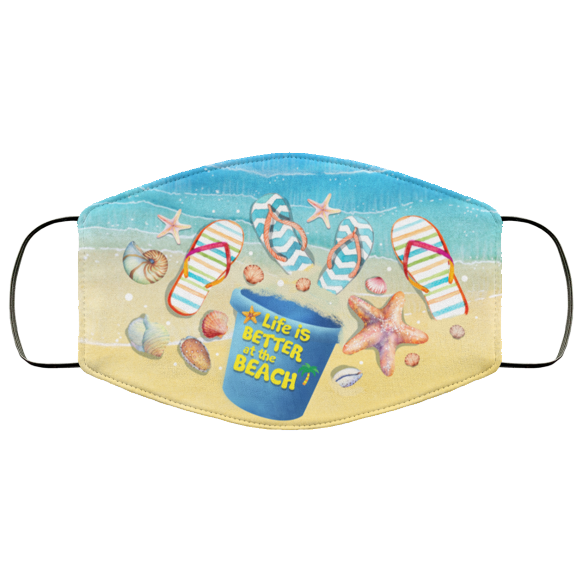 Life Is Better At The Beach Washable Reusable Custom - Beach Lover Printed Cloth Face Mask Cover, White, Cloth Face Cover