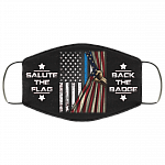 Salute The Flag Back The Badge Washable Reusable Custom Printed Cloth Face Mask Cover, Black, Cloth Face Cover