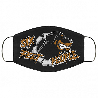 Six Feet People Rottweiler Washable Reusable Custom - Funny Rottweiler Printed Cloth Face Mask Cover, Black, Cloth Face Cover