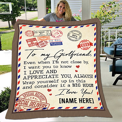 Alternative view of Personalized To My Girlfriend Even When I'm Not Close by - Letter Fleece Blanket - Premium Sherpa Blanket - Woven Blanket