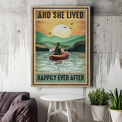 Alternative view of Kayak And She Lived Happily Ever After Gallery Wrapped Framed Canvas Prints - Unframed Poster - Decor Wall Art