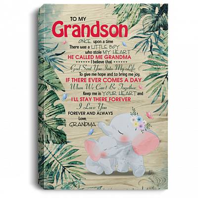 Grandma To My Grandson ONCE Upon a Time THERE WAS A LITTLE BOY WHO STOLE My Heart Framed Canvas Prints - Unframed Poster, White, 0.75'' Framed Canvas